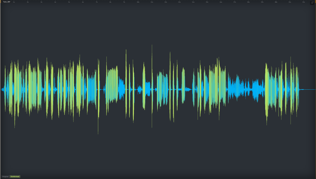Take_009 conformed to Voice Acting — even, steady levels in the target range