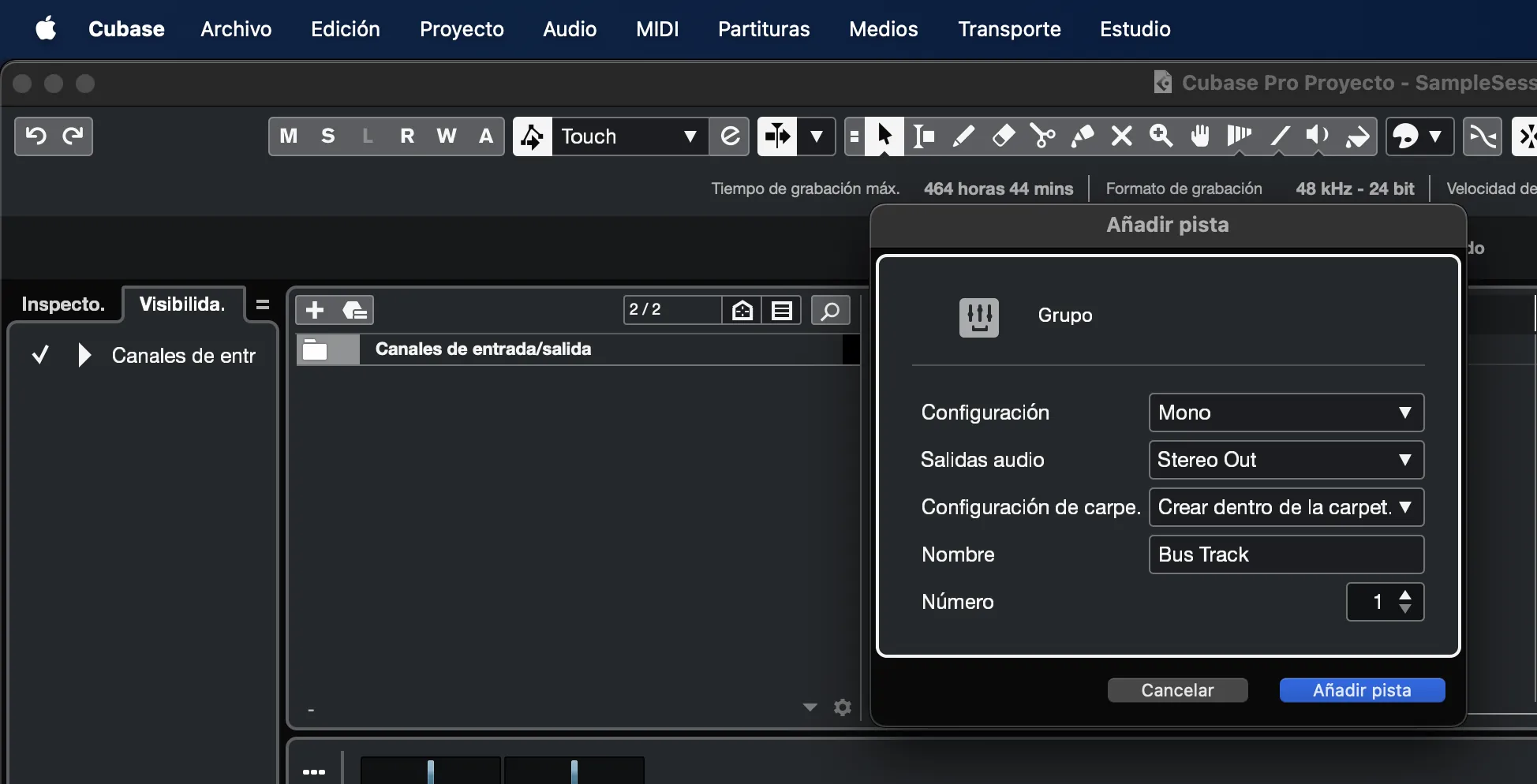 1. Crea una carpeta en Cubase/Nuendo para la sesión