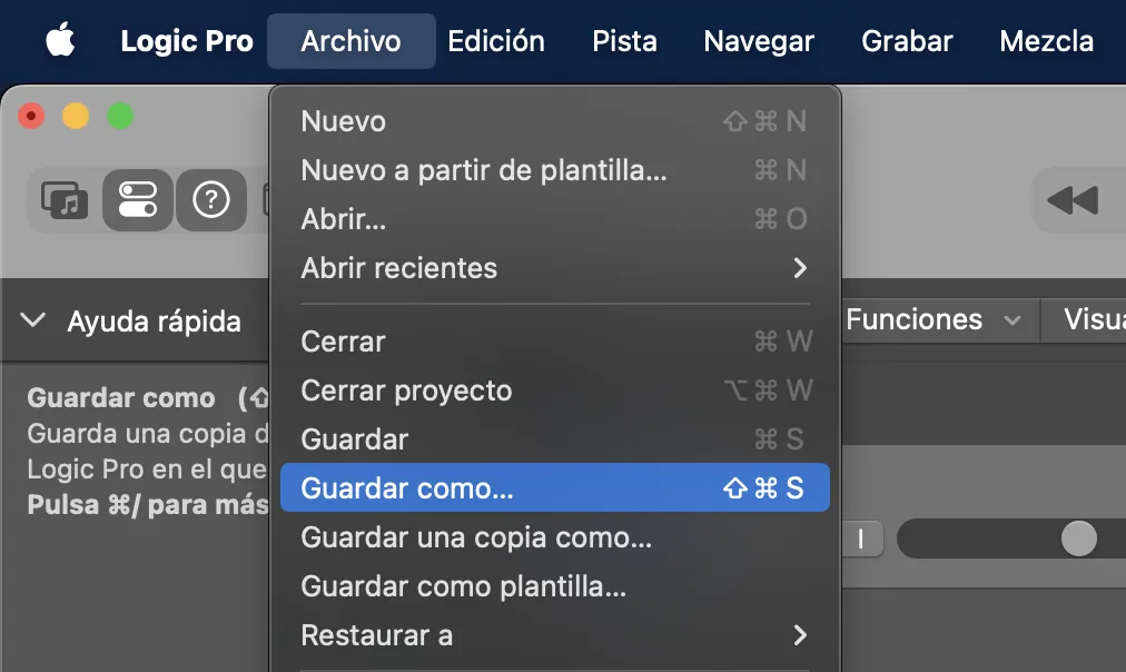 1. Crea una carpeta para la sesión de Logic Pro