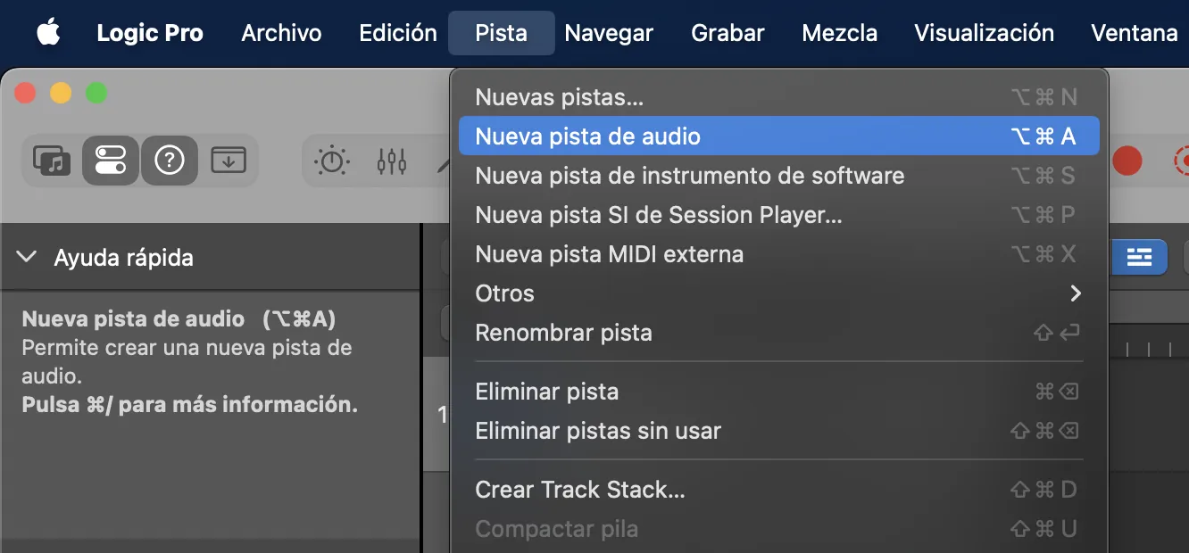 1. Crea una carpeta para la sesión de Logic Pro