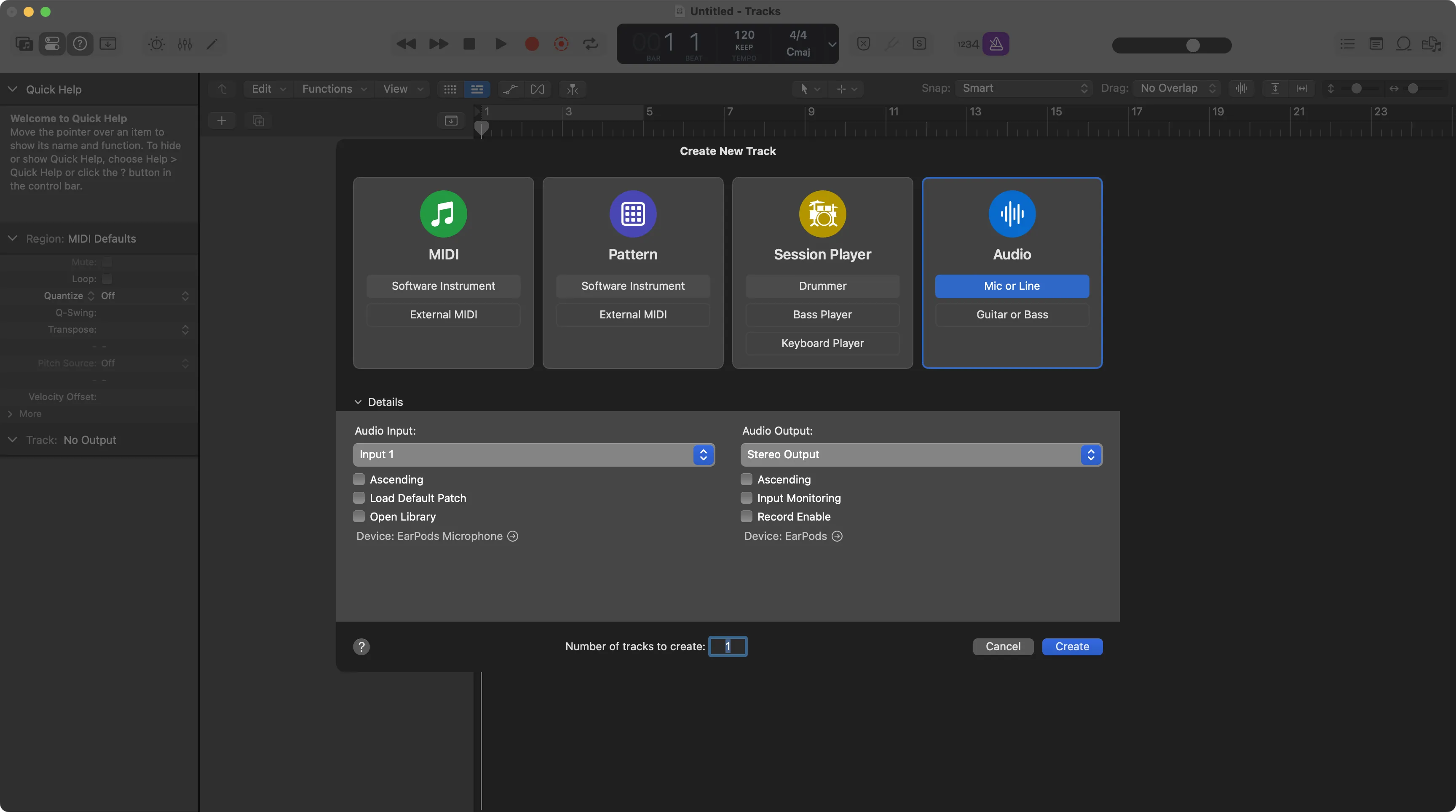 1. Create a folder for the Logic Pro session