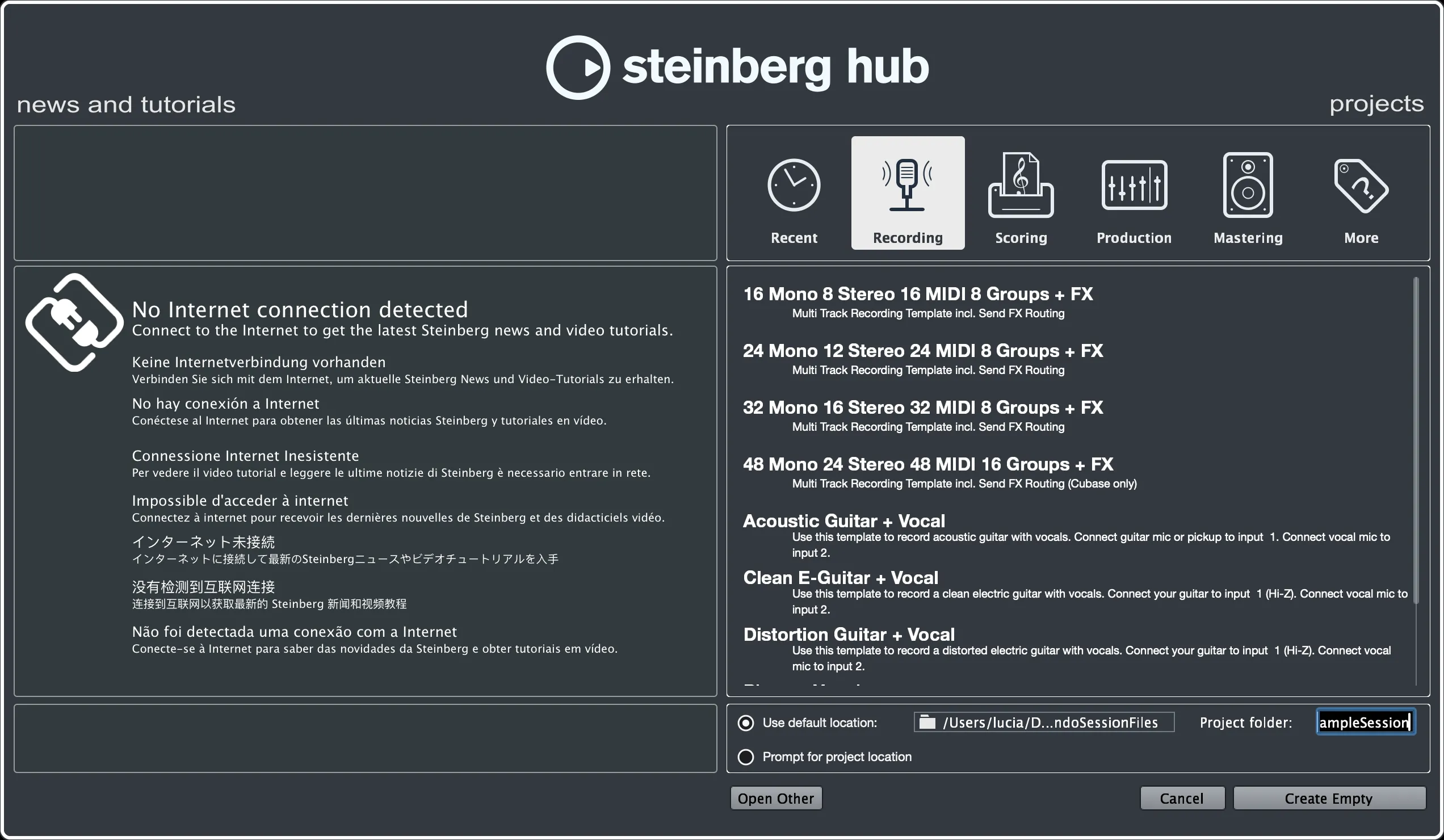 1. Create a folder for the Cubase/Nuendo session
