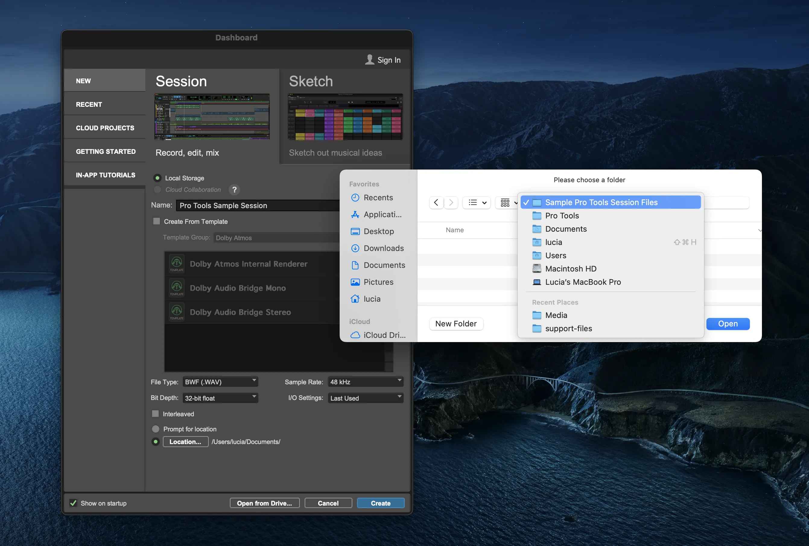 1. Create a folder for the Pro Tools session