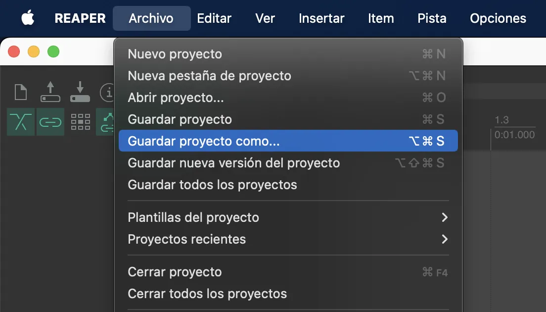 1. Crea una carpeta para la sesión de Reaper