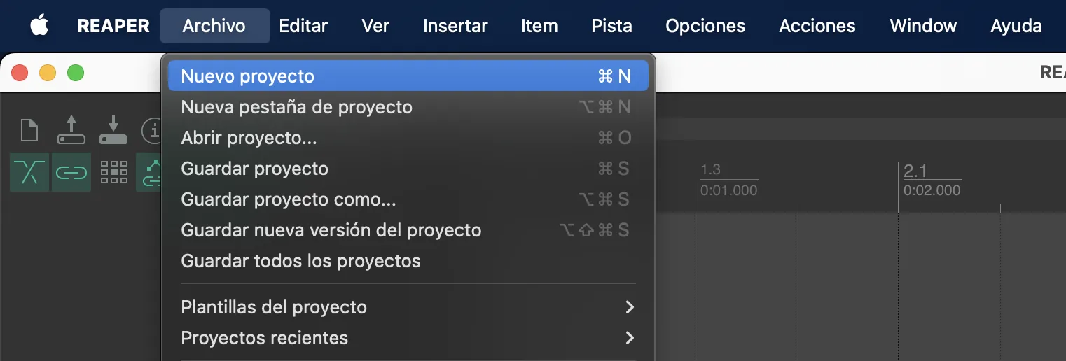 1. Crea una carpeta para la sesión de Reaper