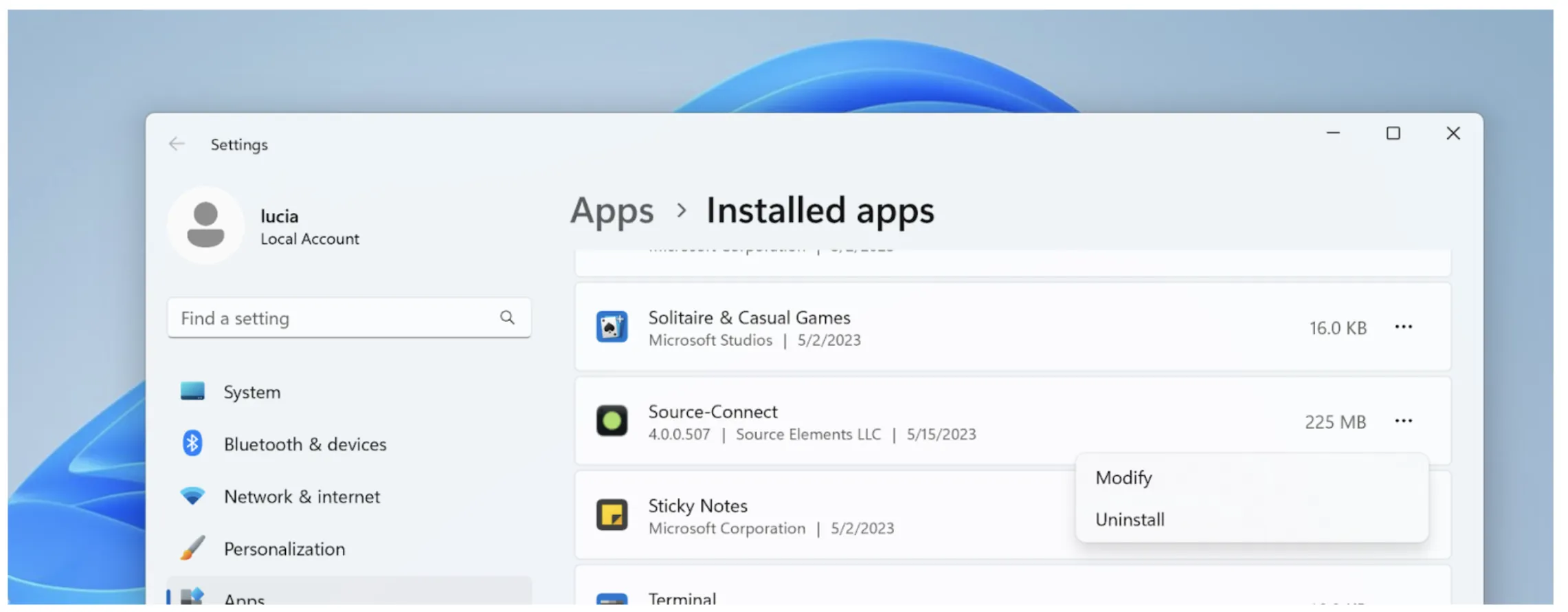Uninstalling Source-Connect on Windows