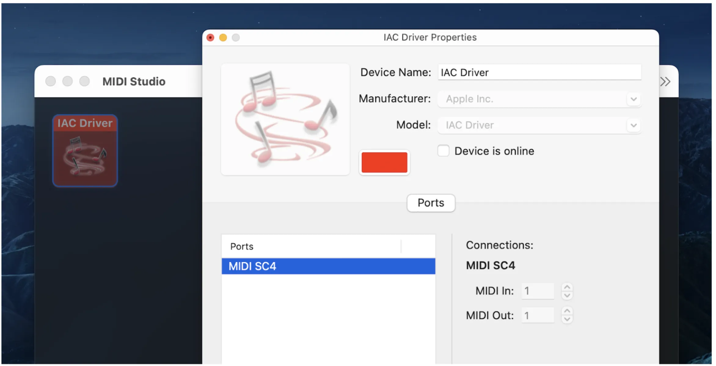 En macOS: controlador IAC
