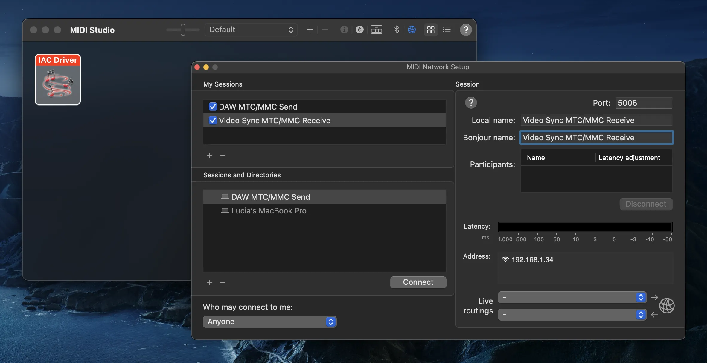 En macOS: controlador IAC