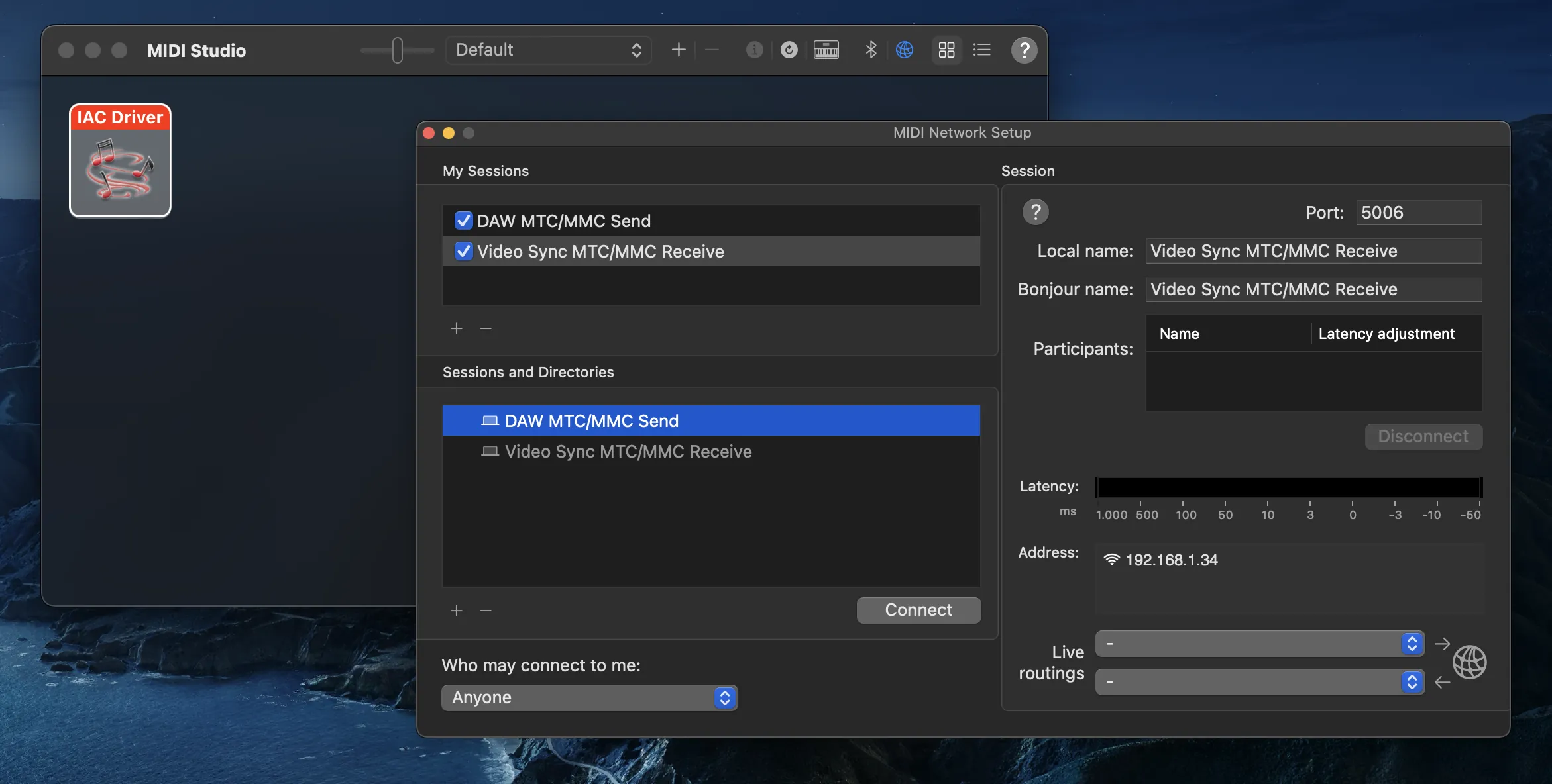 En macOS: controlador IAC