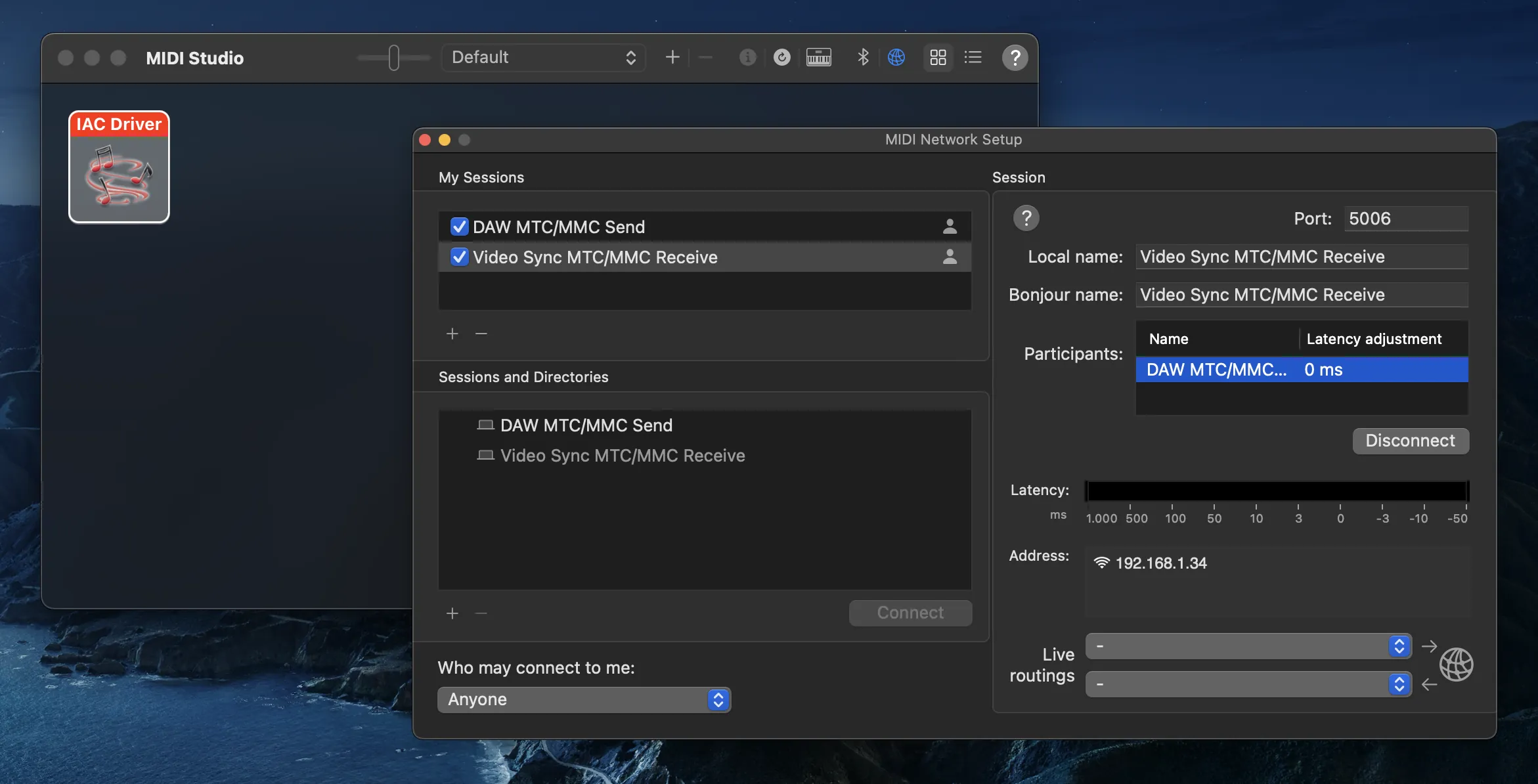 En macOS: controlador IAC