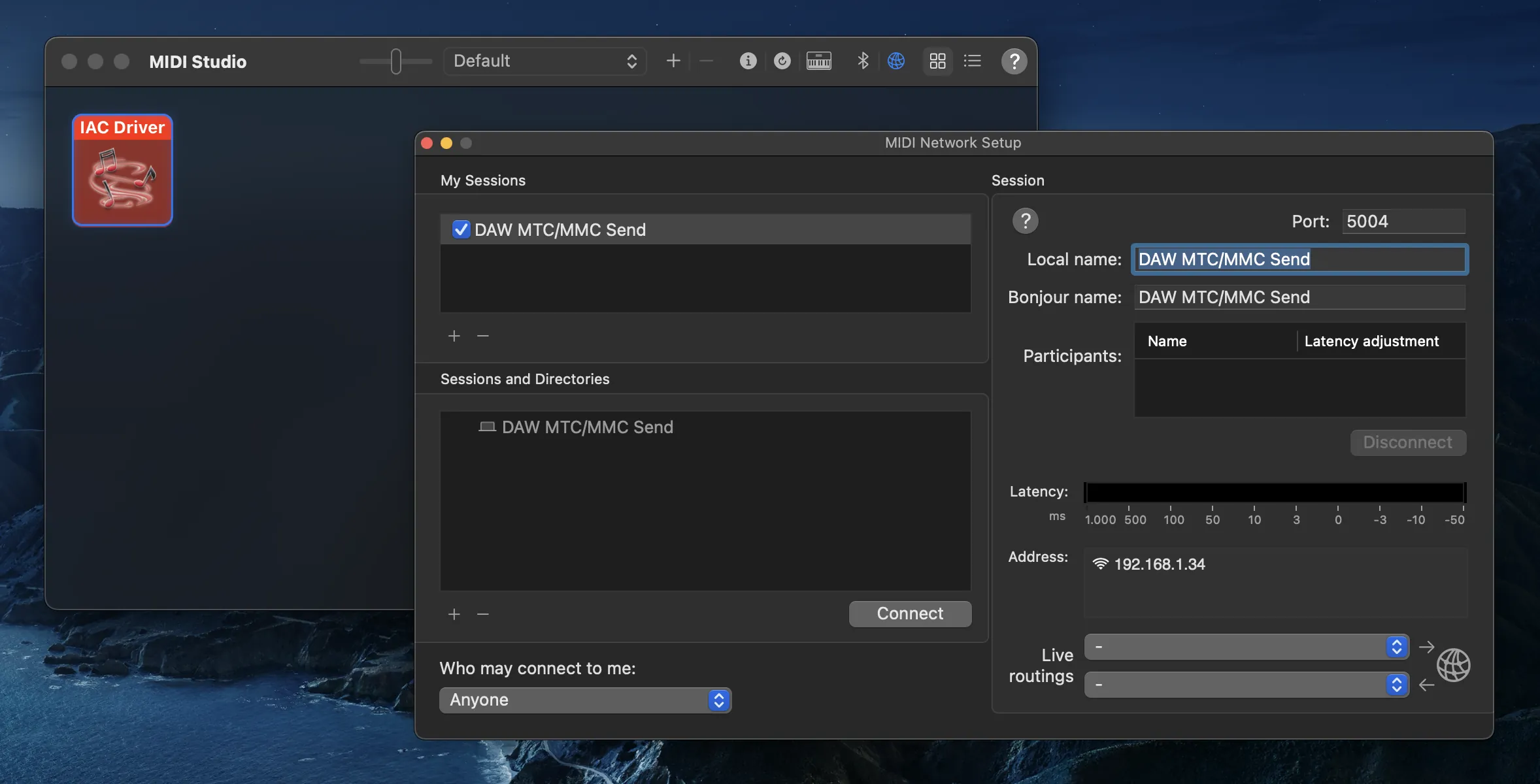 En macOS: controlador IAC