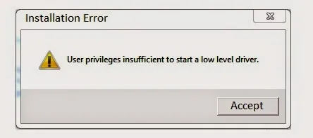 15983838921 user privileges insufficient to start a low level driver