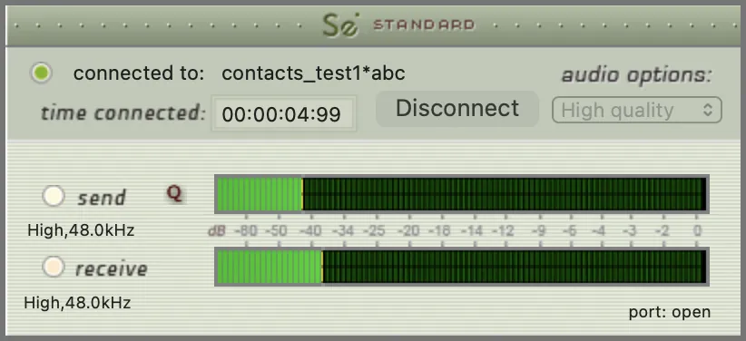 Session properties for Source-Connect Standard