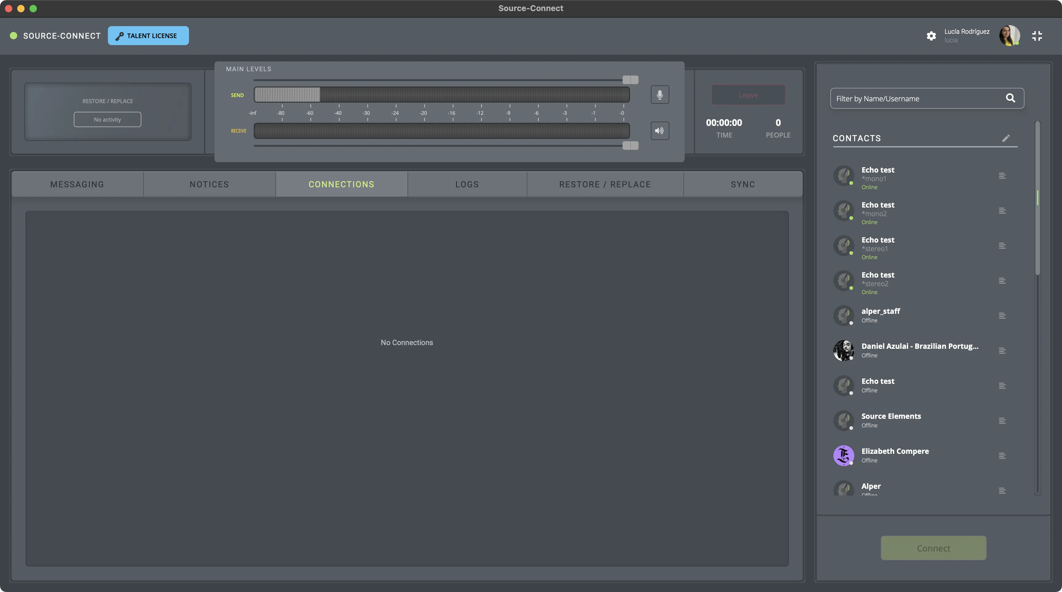 Showing offline contacts in Source-Connect Studio/Facility