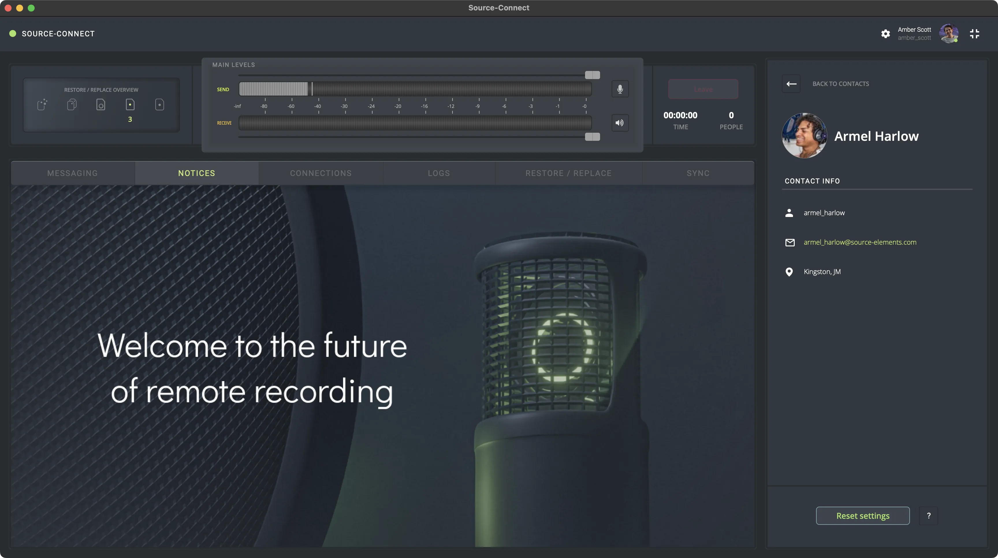 Showing offline contacts in Source-Connect Studio/Facility