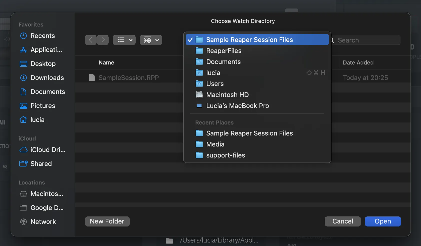 1. Create a folder for the Reaper session