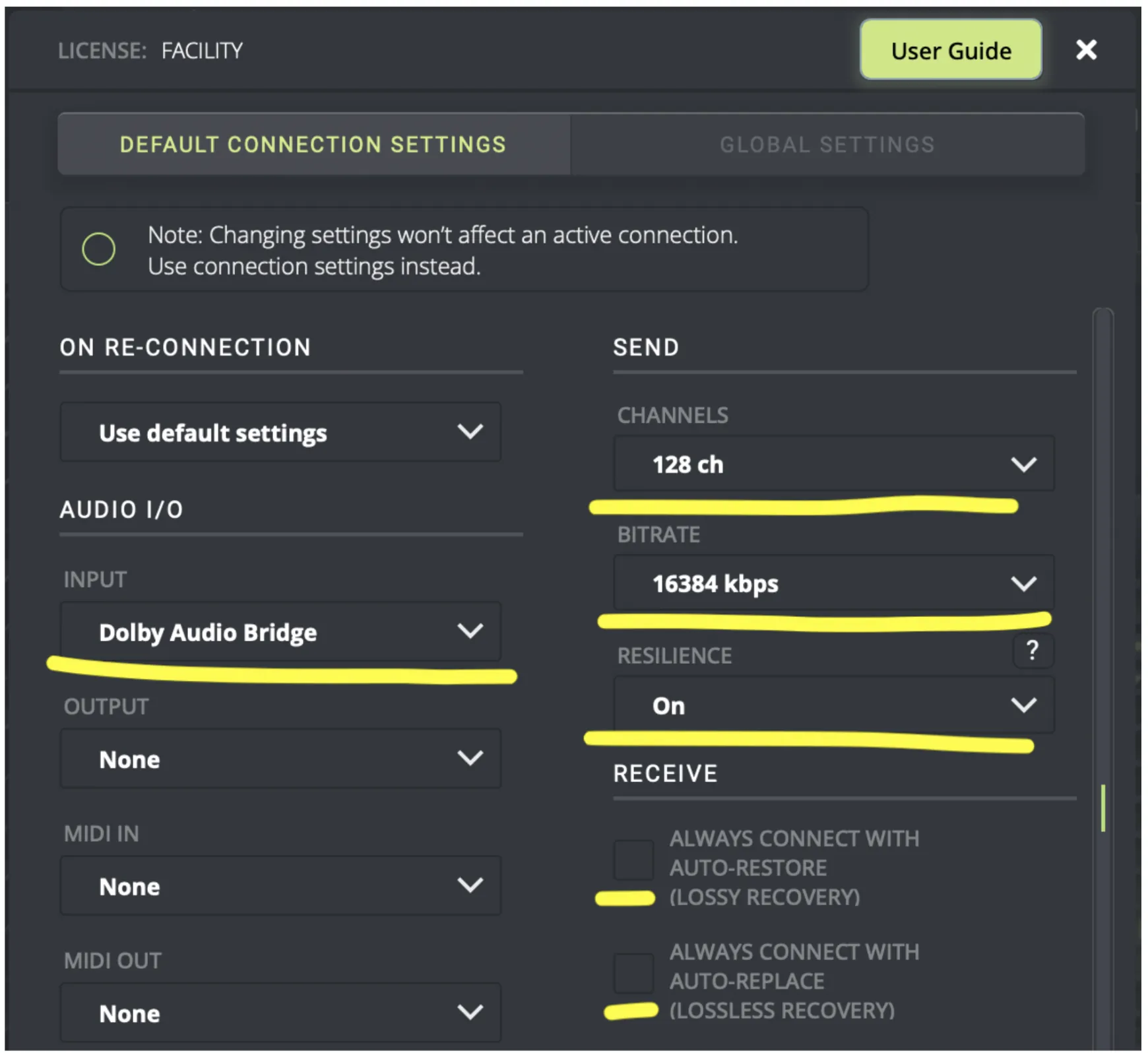 Setsendsettingssc4dolby