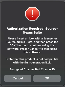 Cuadro de diálogo de autorización necesaria en Source-Nexus Suite